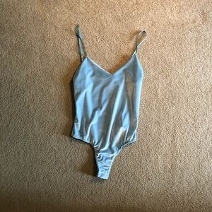 Light Blue Velvet Bodysuit